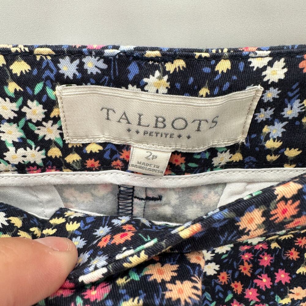 TALBOTS Stretch Straight Leg Floral Ankle Trouser Dress Pants // 2P - Picture 4 of 8
